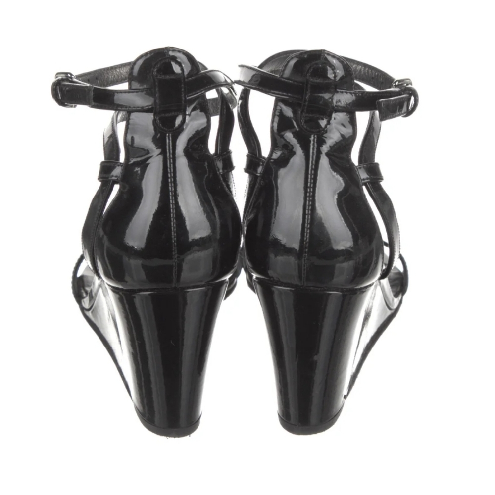 Stuart Weitzman Black Patent Open Toe Strappy San… - image 5